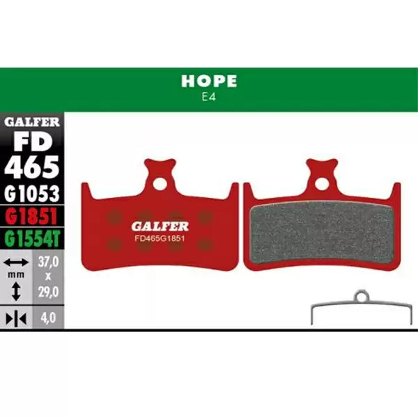 GALFER BIKE Pastiglie mescola rossa advanced per Hope E4