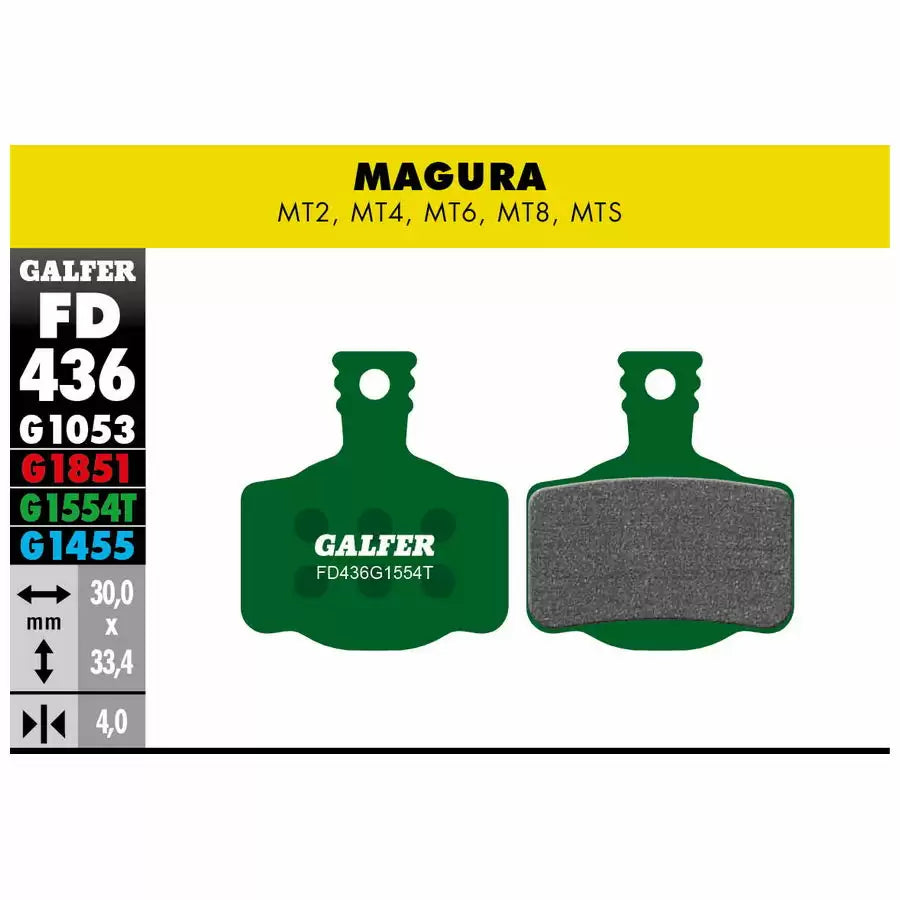 GALFER BIKE Pastiglie mescola verde Pro per Magura MT2 - MT4 - MT6 - MT8