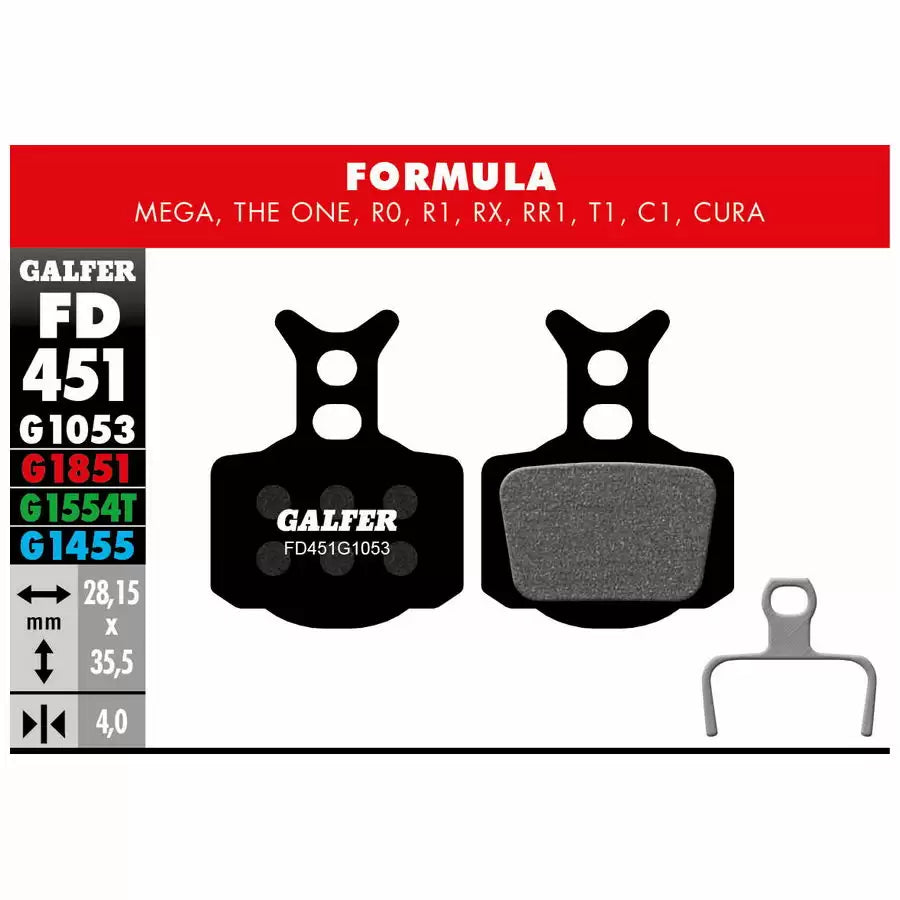 GALFER BIKE Pastiglie mescola nera standard per Formula R - Mega - The one - r1 - RX - Cura