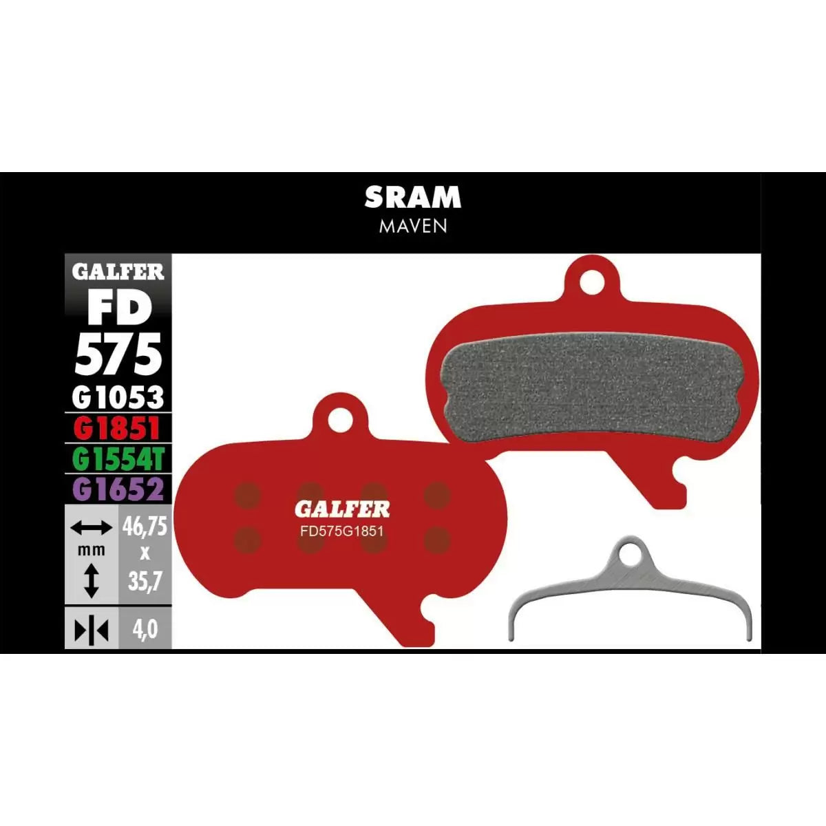 GALFER BIKE Pastiglie mescola rossa advanced per Sram Maven