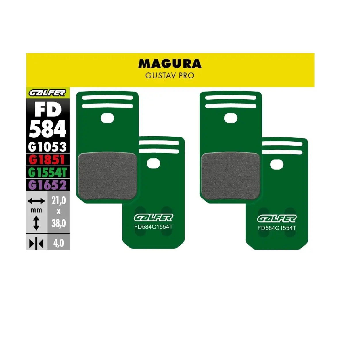 GALFER BIKE Pastiglie mescola Verde per freni Magura Gustav Pro
